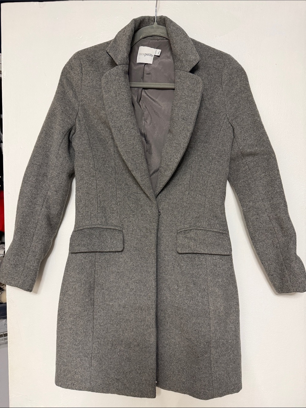 ASOS Petite Grey Tailored Wool Blend Coat